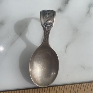 Antique Watrous Sterling Silver Kitty Cat Curved Bent Handle Baby Child's Spoon
